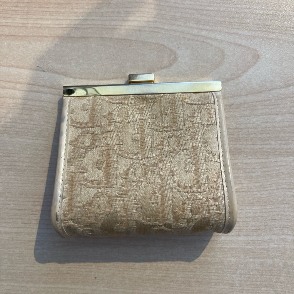 Dior vintage cream monogram oblique coin purse